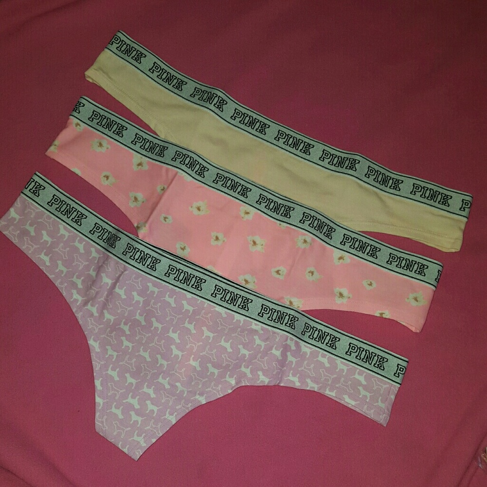 VS PINK Cotton Logo Thong Bundle - M